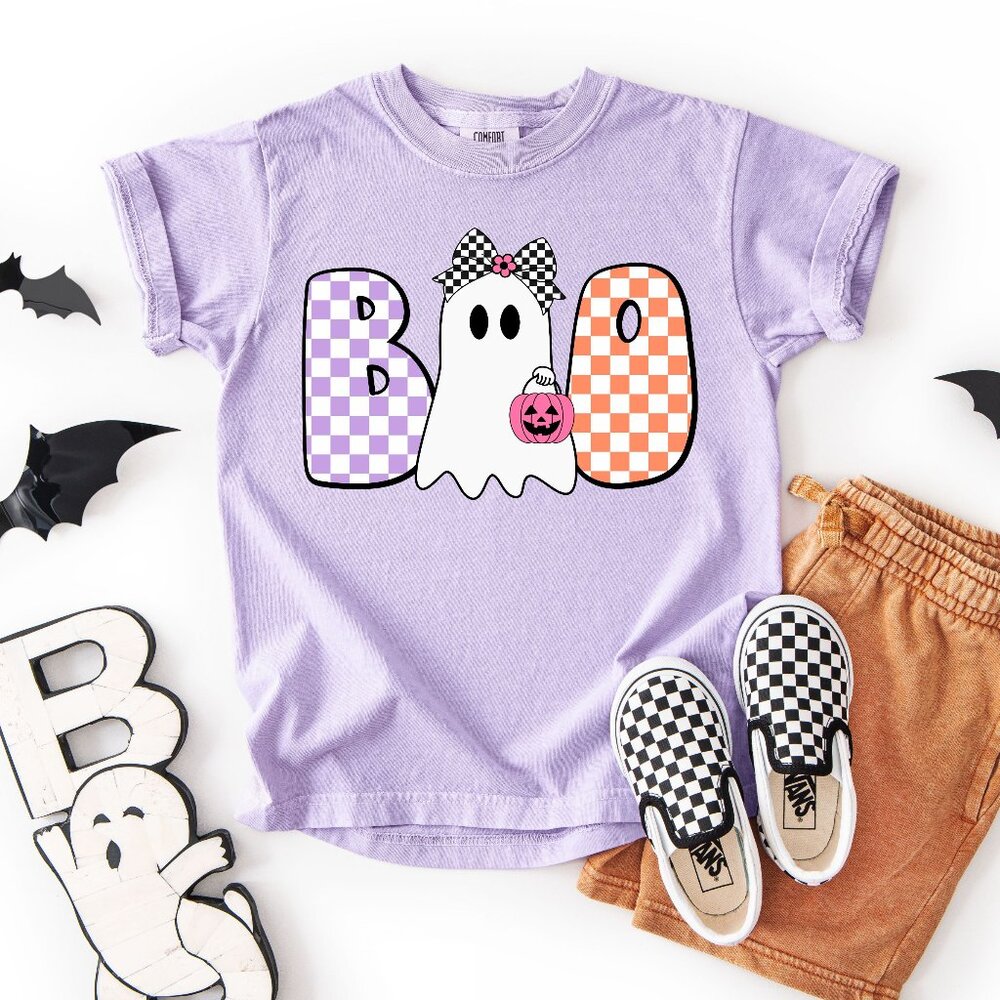 New 100% Cotton Boo Ghost Toddler Girl Halloween Graphic T-Shirt Youth XS-XL
